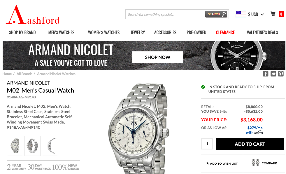 Ashford 2025 watches deals